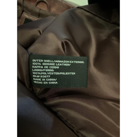 A.n.a Leather Jacket Womens Medium Brown Genuine Leather Zip Front Moto - Picture 14 of 15